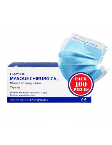 CRAZYCHIC - Masque chirurgical norme CE EN14683 type IIR
